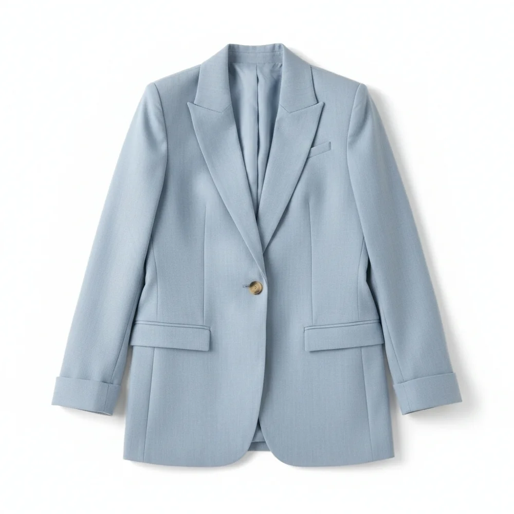 St Agni Slate Blue Wool Blend Blazer Medium NWT